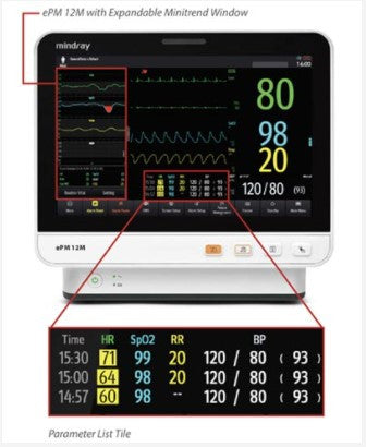 Mindray ePM 12MA Patient Monitor w/Co2